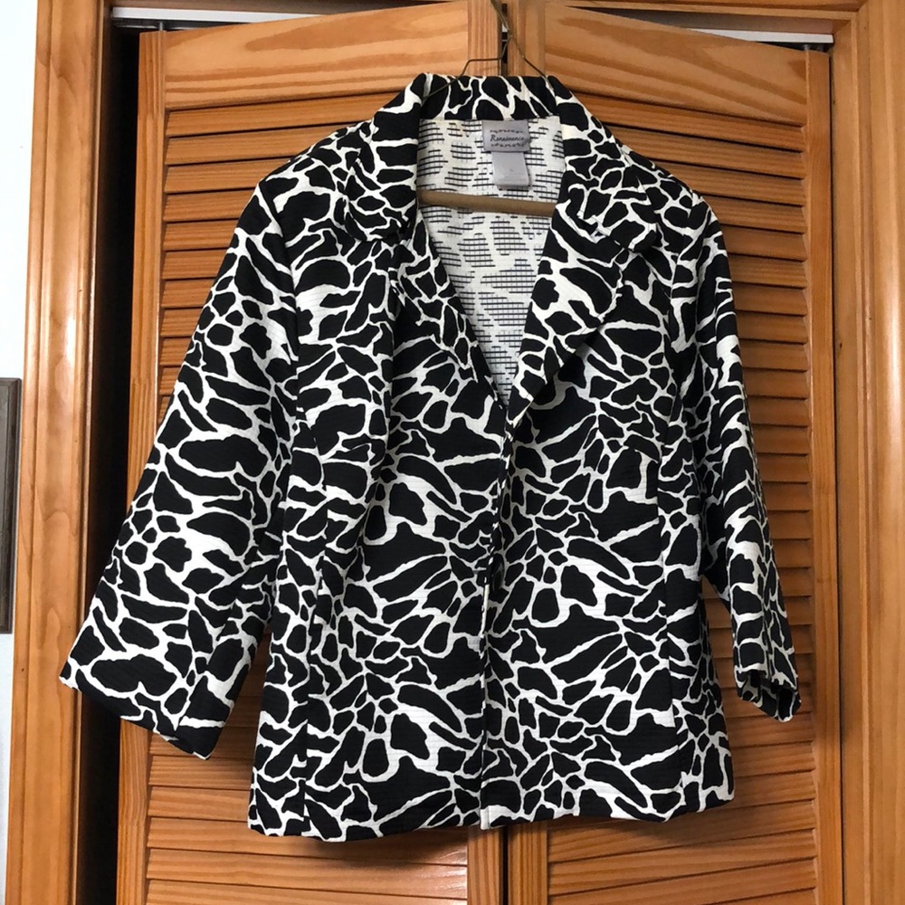 Black And White Cow Hide Pattern Blazer - image 1